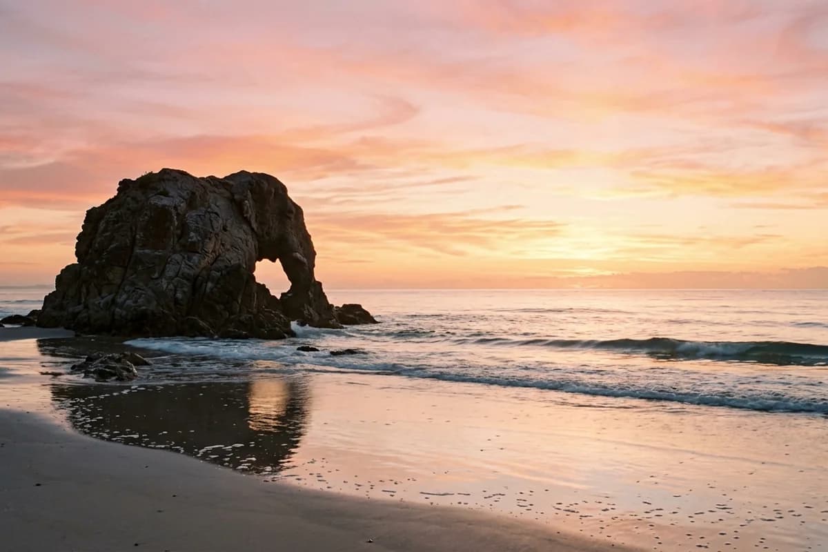 Elephant Rock at Currumbin Beach at sunrise on the Gold Coast
